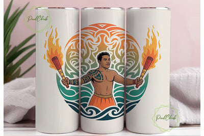 Polynesian Fire Dancer 20oz Tumbler Wrap Sublimation PixelChick 