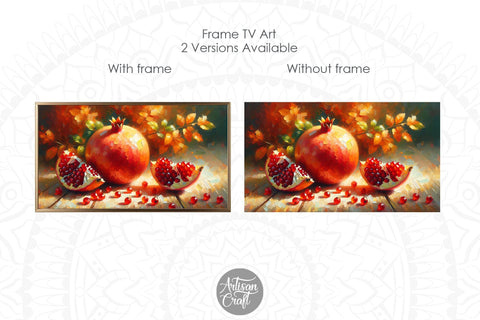 Pomegranate Frame TV art, pomegranate still life painting Digital Pattern Artisan Craft SVG 