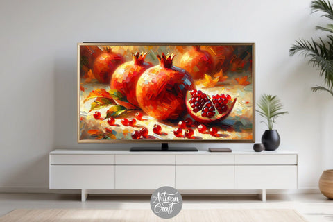 Pomegranate Frame TV art, pomegranate still life painting Digital Pattern Artisan Craft SVG 
