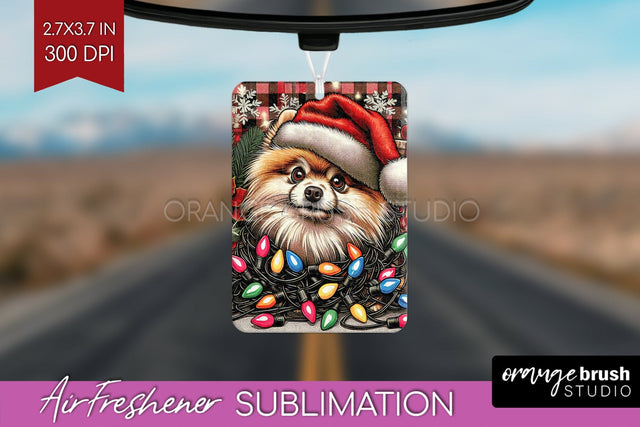 Pomeranian Funny Christmas Dog Air Freshener Sublimation OrangeBrushStudio 