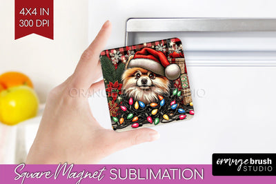 Pomeranian Funny Christmas Dog Magnet PNG Sublimation OrangeBrushStudio 