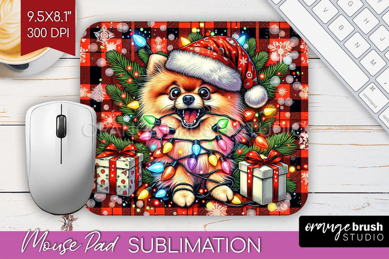 Pomeranian Funny Christmas Dog Mouse Pad PNG Sublimation OrangeBrushStudio 