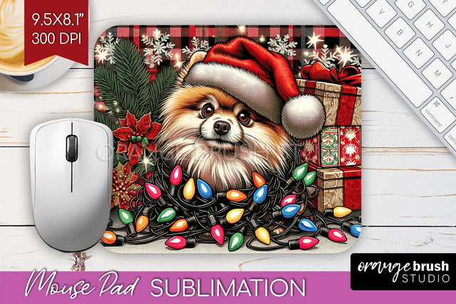 Pomeranian Funny Christmas Dog Mouse Pad PNG Sublimation OrangeBrushStudio 