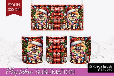 Pomeranian Funny Christmas Dog Mug Wrap PNG Sublimation OrangeBrushStudio 