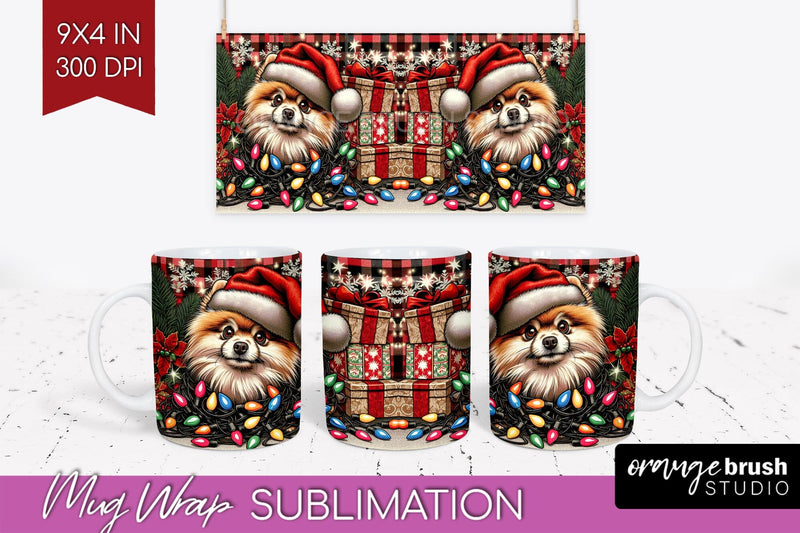 Pomeranian Funny Christmas Dog Mug Wrap PNG Sublimation OrangeBrushStudio 