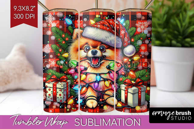 Pomeranian Funny Christmas Dog Tumbler Wrap Sublimation OrangeBrushStudio 