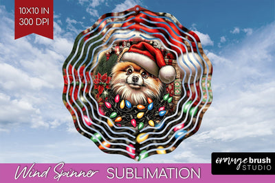 Pomeranian Funny Christmas Dog Wind Spinner Sublimation OrangeBrushStudio 