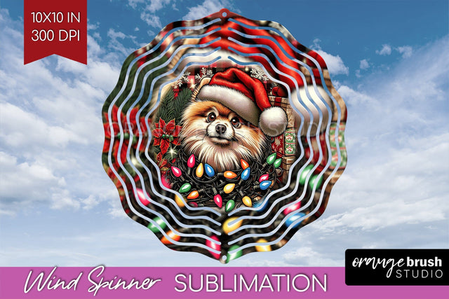 Pomeranian Funny Christmas Dog Wind Spinner Sublimation OrangeBrushStudio 
