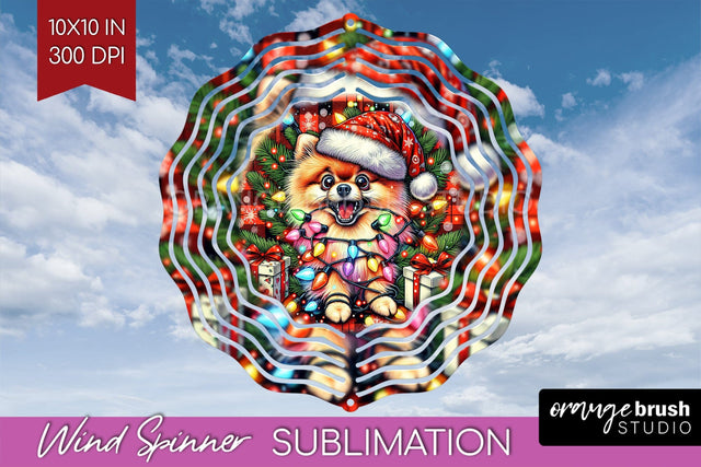 Pomeranian Funny Christmas Dog Wind Spinner Sublimation OrangeBrushStudio 