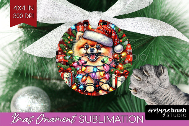 Pomeranian Funny Dog Christmas Ornament PNG Sublimation OrangeBrushStudio 