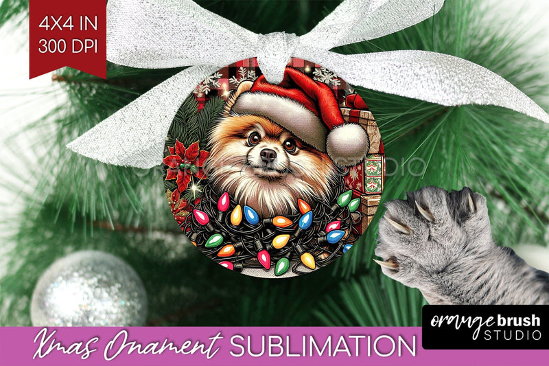 Pomeranian Funny Dog Christmas Ornament PNG Sublimation OrangeBrushStudio 