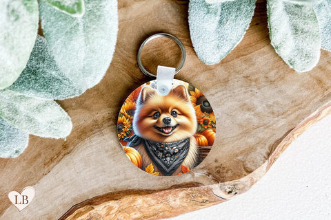 Pomeranian Keychain Sublimation, Dog Key Ring Design PNG Sublimation BijouBay 