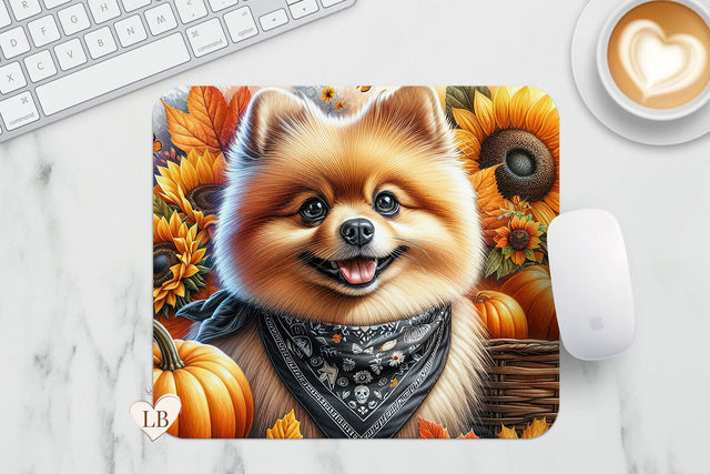 Pomeranian Mouse Pad - Fall Dog Mousepad PNG Sublimation BijouBay 