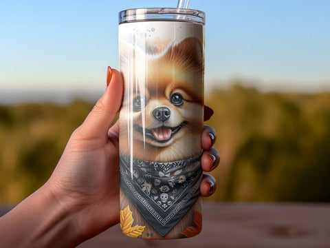 Pomeranian Tumbler Sublimation Wrap, Autumn Dog Wrap Sublimation BijouBay 