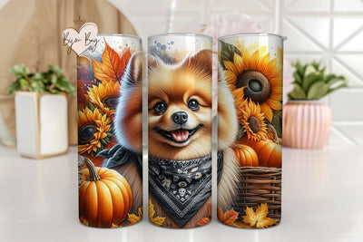 Pomeranian Tumbler Sublimation Wrap, Autumn Dog Wrap Sublimation BijouBay 