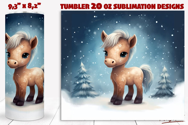Pony tumbler wrap sublimation, Christmas animal images Sublimation Angelina Semenova 