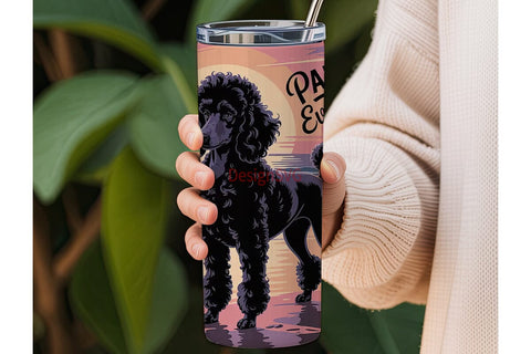 Poodle Beach Sunset 20oz Tumbler Wrap Sublimation DesignSVG 