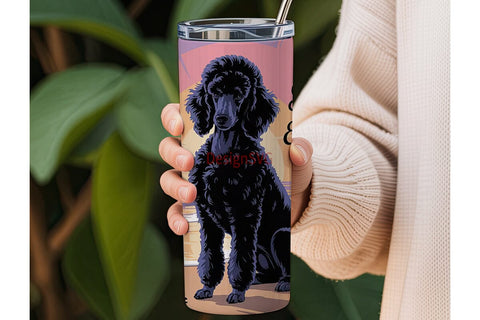 Poodle Beach Sunset 20oz Tumbler Wrap Sublimation DesignSVG 