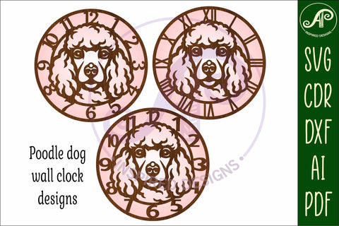 Poodle dog wall clock laser cut files, SVG SVG APInspireddesigns 
