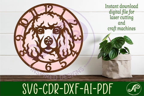 Poodle dog wall clock laser cut files, SVG SVG APInspireddesigns 
