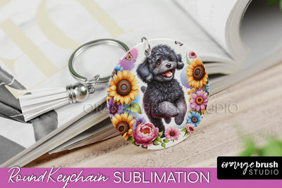 Poodle Keychain - Dog mom Floral Keychain Sublimation Design Sublimation OrangeBrushStudio 