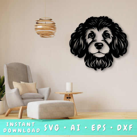 Poodle Laser SVG Cut File, Poodle Glowforge File, Poodle DXF, Poodle Wall Art SVG SVG HappyDesignStudio 