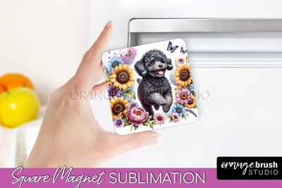 Poodle Magnet Sublimation - Dog Mom Floral Magnet PNG Design Sublimation OrangeBrushStudio 