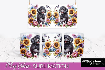 Poodle Mug Wrap - Dog Mom Floral Coffee Mug PNG Sublimation Sublimation OrangeBrushStudio 