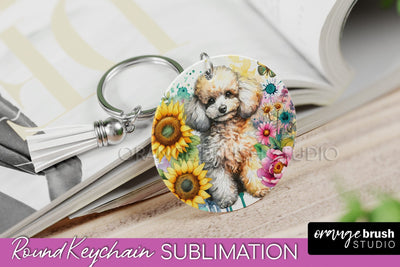 Poodle2 Keychain - Dog mom Floral Keychain Sublimation Design Sublimation OrangeBrushStudio 