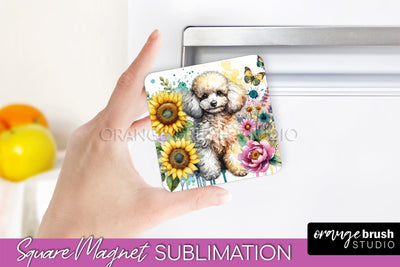 Poodle2 Magnet Sublimation - Dog Mom Floral Magnet PNG Design Sublimation OrangeBrushStudio 