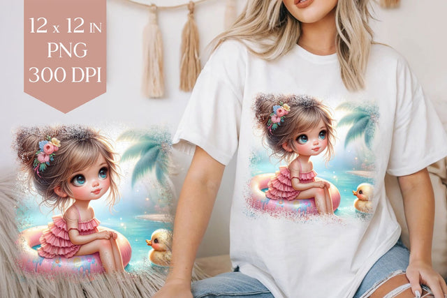 Pool Day Girl T-Shirt Sublimation Design Sublimation BijouBay 