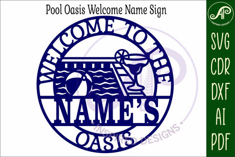 Pool oasis family name wall art sign SVG APInspireddesigns 