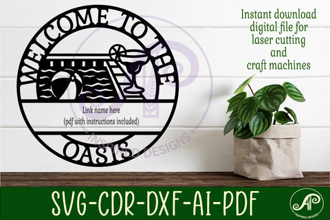 Pool oasis family name wall art sign SVG APInspireddesigns 