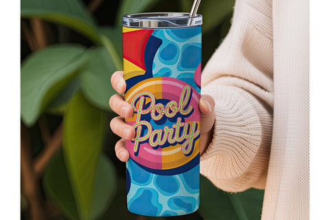 Pool Party 20oz Tumbler Wrap Sublimation DesignSVG 