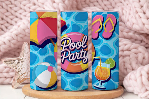 Pool Party 20oz Tumbler Wrap Sublimation DesignSVG 