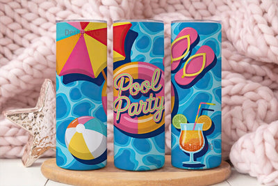 Pool Party 20oz Tumbler Wrap Sublimation DesignSVG 