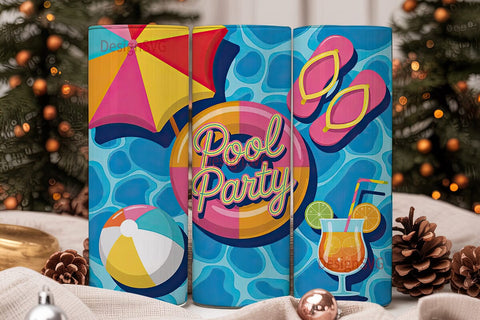 Pool Party 20oz Tumbler Wrap Sublimation DesignSVG 