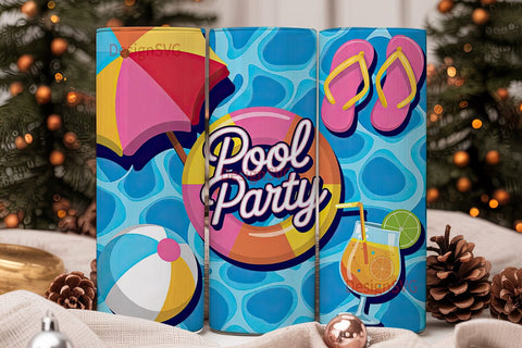 Pool Party 20oz Tumbler Wrap Sublimation DesignSVG 