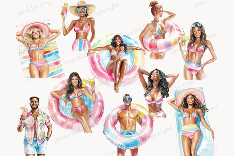 Pool Party Clip Art | Summer Graphics Collection SVG GlamArtZhanna 
