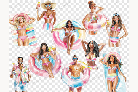 Pool Party Clip Art | Summer Graphics Collection SVG GlamArtZhanna 