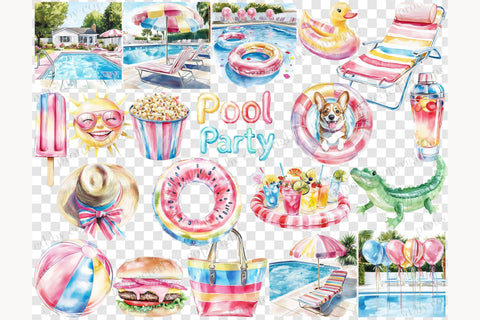 Pool Party Clip Art | Summer Graphics Collection SVG GlamArtZhanna 