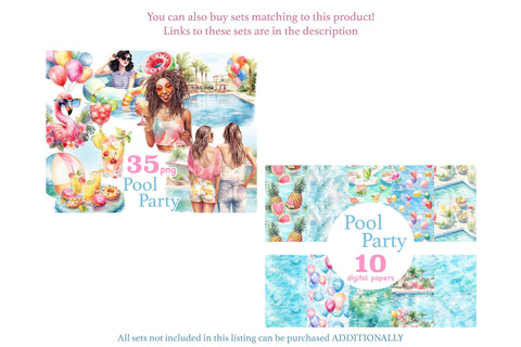 Pool Party Clipart | Summer Party PNG Bundle SVG GlamArtZhanna 