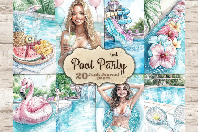 Pool Party Junk Journal Kit | Summer Scrapbook Kit SVG GlamArtZhanna 
