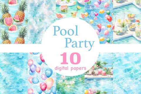 Pool Party Seamless Pattern | Summer Papers Digital Pattern GlamArtZhanna 