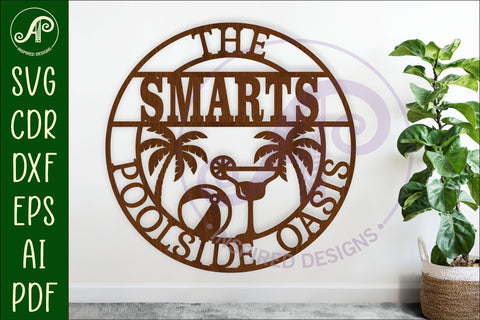 Poolside oasis family name wall art sign SVG APInspireddesigns 