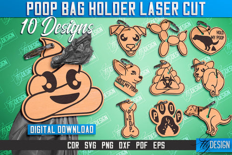 Poop Bag Holder Bundle | Dog Walking Accessories | Silhouette Dog | CNC File SVG Fly Design 