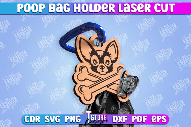 Poop Bag Holder | Dog Walking Accessories | Silhouette Dog | CNC File SVG The T Store Design 
