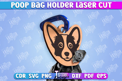 Poop Bag Holder | Dog Walking Accessories | Silhouette Dog | CNC File SVG The T Store Design 