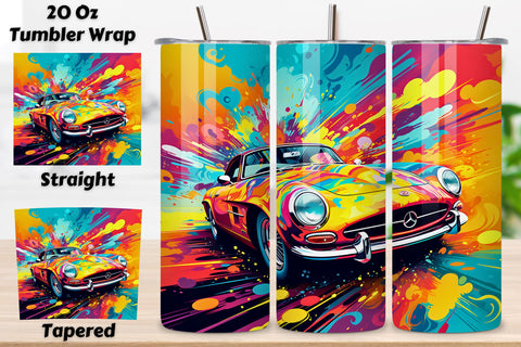 Pop Art Cars Tumbler Sublimation Design, 20oz Tumbler Wrap, Cars Tumbler Wrap Bundle, 20oz Skinny Tumbler Wrap, 20 oz Tumbler Png Sublimation Design, Digital Instant Download Sublimation FloridPrintables 