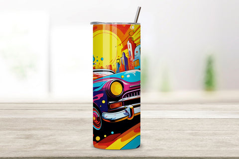 Pop Art Cars Tumbler Sublimation Wrap, 20oz PNG, Cars Tumbler Wrap Bundle, 20oz Skinny Tumbler Wrap, 20 oz Tumbler Png Sublimation Design, Digital Instant Download Sublimation FloridPrintables 